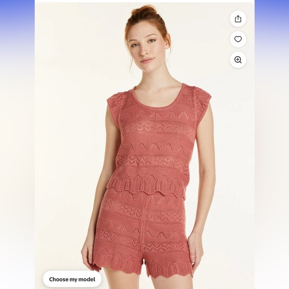 No Boundaries Rust Crochet Knit Top and short set - Picture 1 of 9